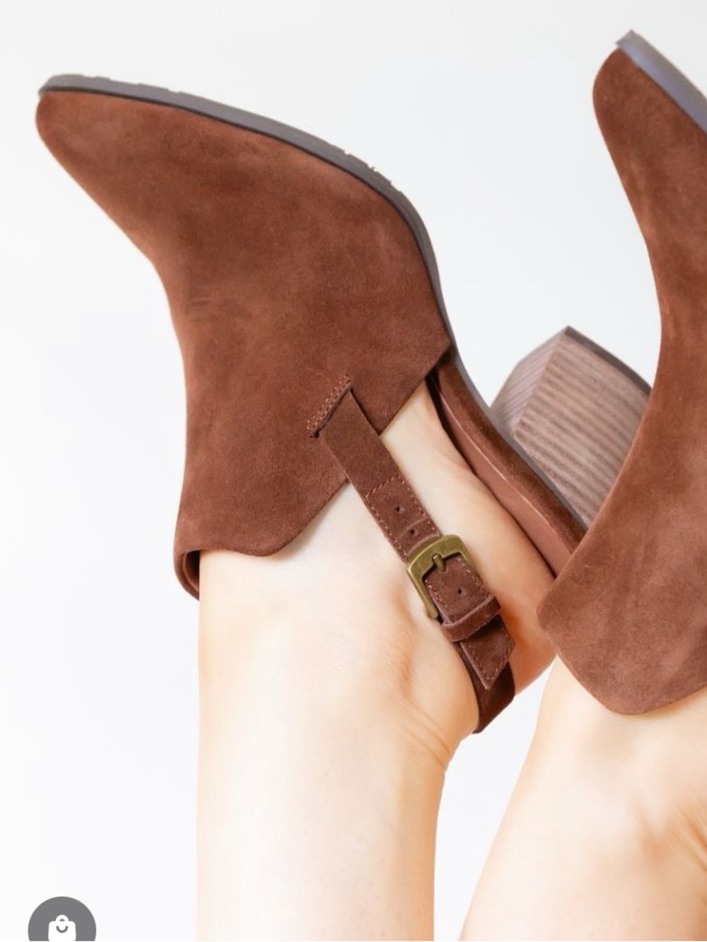 SOHO COBBLER size 10 Suede Leather Amber Brown Slip-On Open Ankle Boots NEW $89